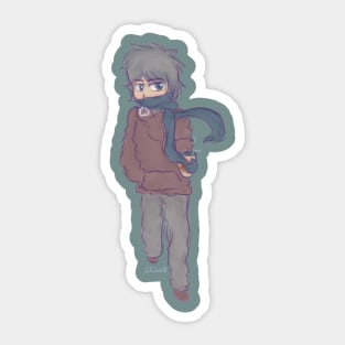 Hipster in Winter Sticker